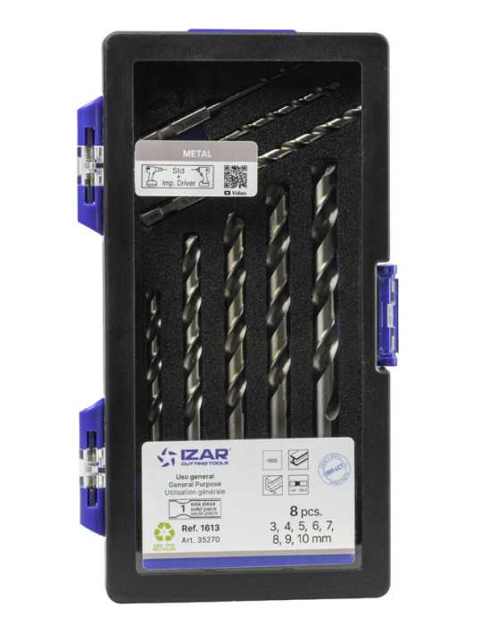 Broca Set 3-4-5-6-8 mm HSS Hexagonal 1/4 Larga DIN E6.3 Metal -1613- IZAR