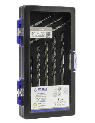 Broca Set 3-4-5-6-7-8-9-10 mm HSS Hexagonal 1/4 Larga DIN E6.3 Metal -1613- IZAR 2