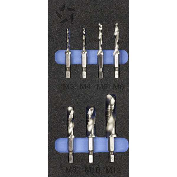 Broca-Macho-Avellanador Set M3-M12 HSS DIN3126 E6.3 -1614- IZAR