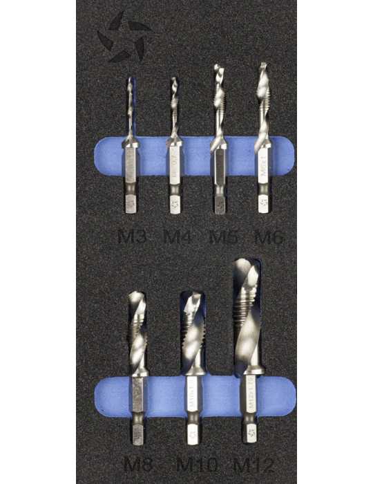 Broca-Macho-Avellanador Set M3-M12 HSS DIN3126 E6.3 -1614- IZAR
