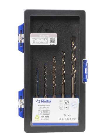 Broca Set 3-4-5-6-8 mm HSS Co Hexagonal 1/4 Larga DIN E6.3 Metal -1616- IZAR