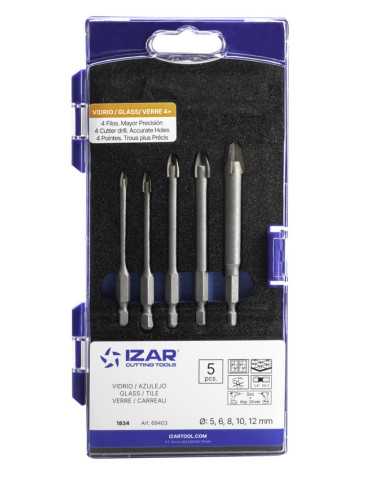 Broca Set 05-06-08-10-12 mm Pared Profesional 4Z+ Mango 3 Planos -1821- IZAR