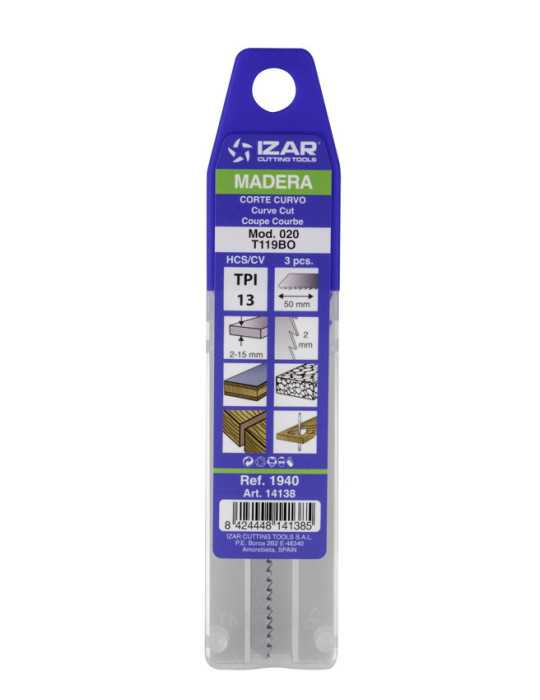 Sierra MOD. 020 (T119BO) Calar Madera Amarre T (pack 3 uds. - EUR/pack) -1940- IZAR