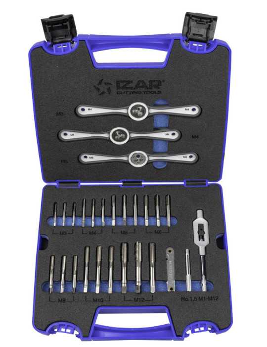 Juego Cojinetes M3-M12 + Combi 30 PCS Monoblock + Machos Mano -3006- IZAR