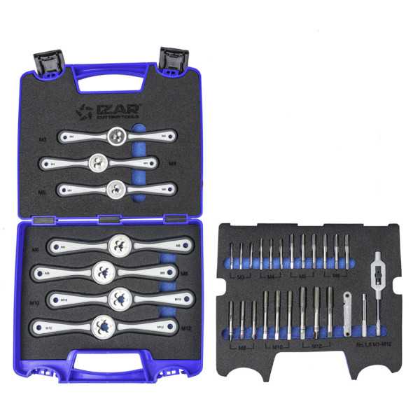 Juego Cojinetes M3-M12 + Combi 30 PCS Monoblock + Machos Mano -3006- IZAR