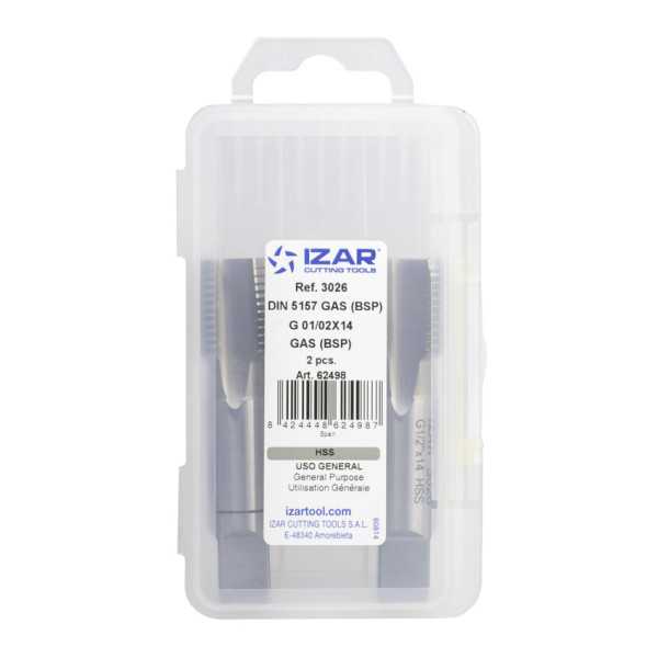 Juego 2-Machos 0,03/04X14 Mano HSS DIN5157 (GAS-BSP) TIN -3026- IZAR
