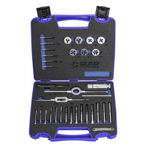 Juego Machos-Cojinetes M3-M12 + Combi (MOD. 0) 33 pcs. ISO 529 Mano -3406- IZAR