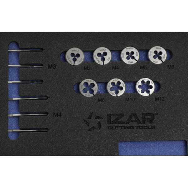 Juego Machos-Cojinetes M3-M12 + Combi (MOD. 0) 33 pcs. ISO 529 Mano -3406- IZAR
