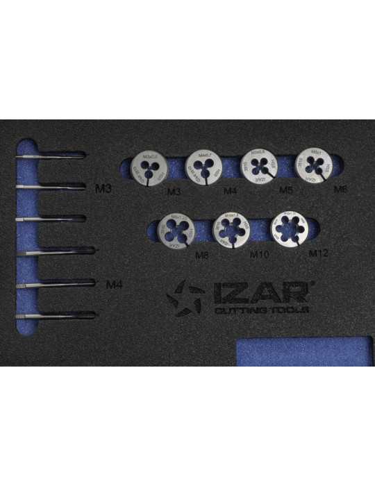 Juego Machos-Cojinetes M3-M12 + Combi (MOD. 0) 33 pcs. ISO 529 Mano -3406- IZAR