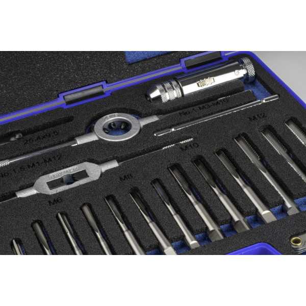 Juego Machos-Cojinetes M3-M12 + Combi (MOD. 0) 33 pcs. ISO 529 Mano -3406- IZAR