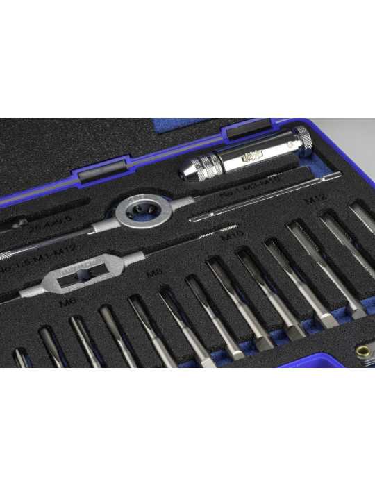 Juego Machos-Cojinetes M3-M12 + Combi (MOD. 0) 33 pcs. ISO 529 Mano -3406- IZAR