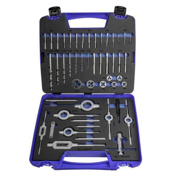 Juego Machos-Cojinetes M3-M12 + Combi (MOD. 2) 45 pcs. Mano -3406- IZAR