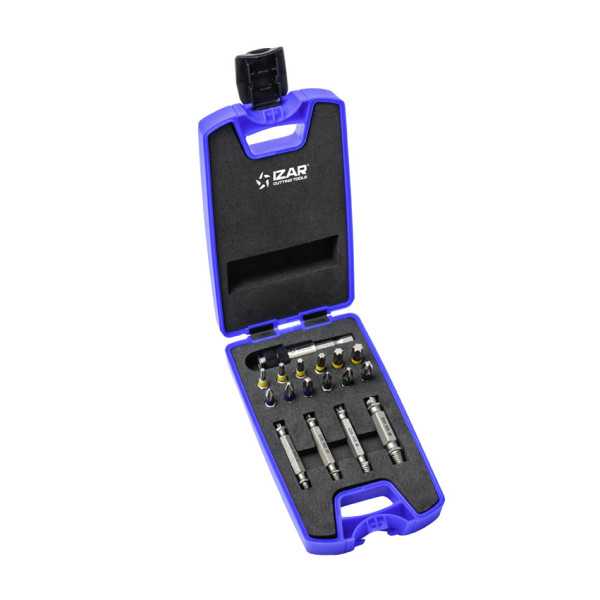 Extractor Set Extractores (N1-2-3-4) + Puntas (T-PH-PZ) 17 Piezas Impacto -3407- IZAR