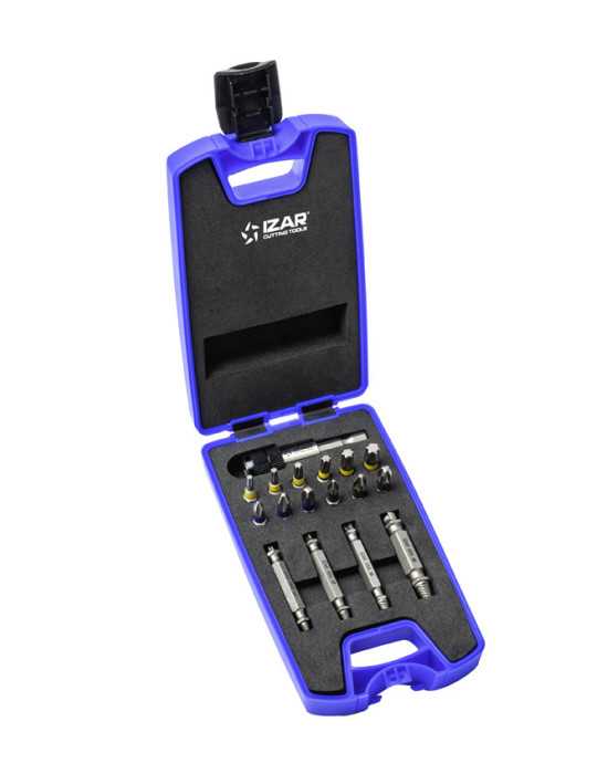 Extractor Set Extractores (N1-2-3-4) + Puntas (T-PH-PZ) 17 Piezas Impacto -3407- IZAR
