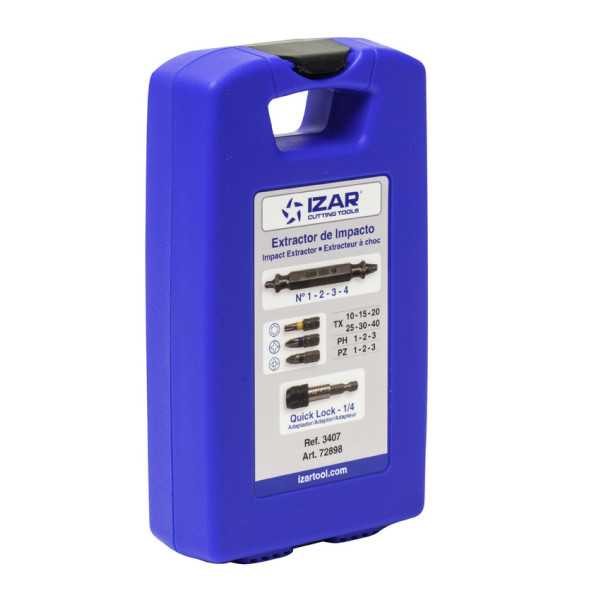 Extractor Set Extractores (N1-2-3-4) + Puntas (T-PH-PZ) 17 Piezas Impacto -3407- IZAR