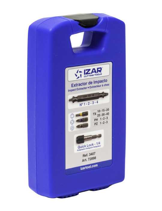 Extractor Set Extractores (N1-2-3-4) + Puntas (T-PH-PZ) 17 Piezas Impacto -3407- IZAR