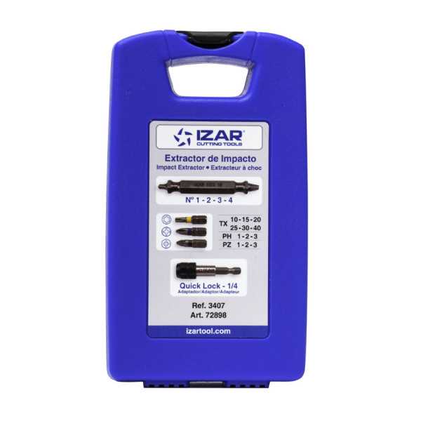 Extractor Set Extractores (N1-2-3-4) + Puntas (T-PH-PZ) 17 Piezas Impacto -3407- IZAR