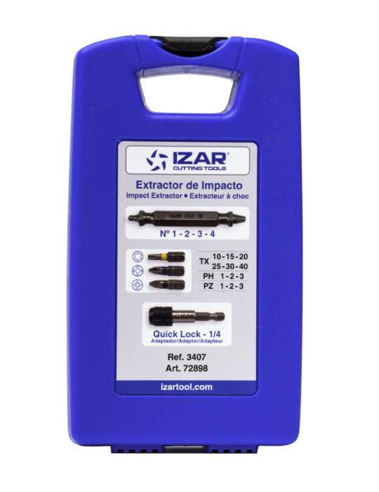 Extractor Set Extractores (N1-2-3-4) + Puntas (T-PH-PZ) 17 Piezas Impacto -3407- IZAR