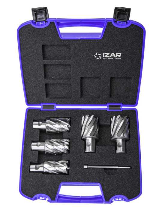 Fresa Set Azul 24-26-28-30-32 mm Hueca HSS-XT Maquina Electromagnetica Universal -4060- IZAR