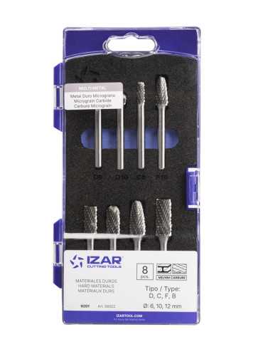 Juego Fresas Set 08 PCS (D-C-F-B) Rotativas Metal Duro -9201- IZAR