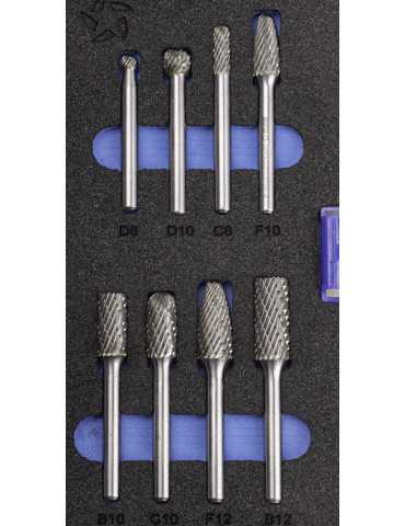 Juego Fresas Set 08 PCS (D-C-F-B) Rotativas Metal Duro -9201- IZAR 2