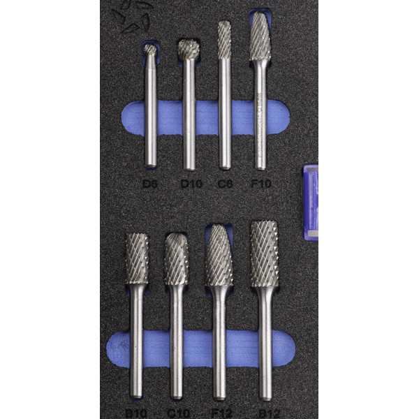 Juego Fresas Set 08 PCS (D-C-F-B) Rotativas Metal Duro -9201- IZAR