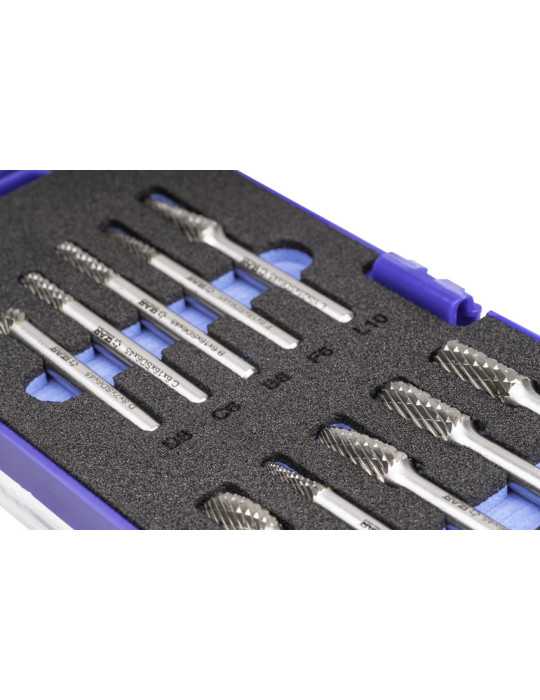 Juego Fresas Set 10 PCS (L-F-B-C-E/D) Rotativas Metal Duro -9201- IZAR