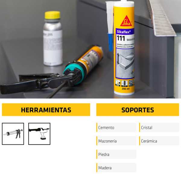 Lote de 5 unidades Sikaflex-111 Stick&Seal negro 290 ML Cartucho SIKA