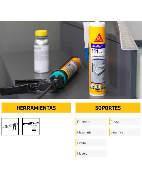 Lote de 5 unidades Sikaflex-111 Stick&Seal negro 290 ML Cartucho SIKA