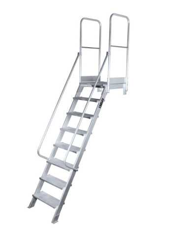 Escalera de acceso con plataforma de 45 Grados MAX de 3 peldaños con plataforma de 60x60 cm marca KTL