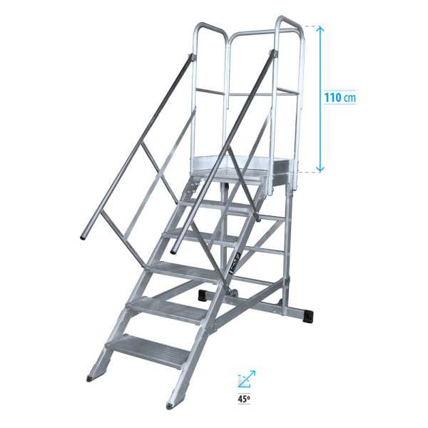 Escalera de plataforma móvil 45 Grados MAX de 2 peldaños con plataforma de 60x60 cm marca KTL