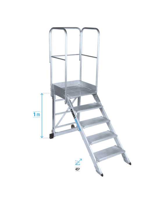 Escalera de plataforma móvil 45 Grados MAX de 2 peldaños con plataforma de 60x60 cm marca KTL