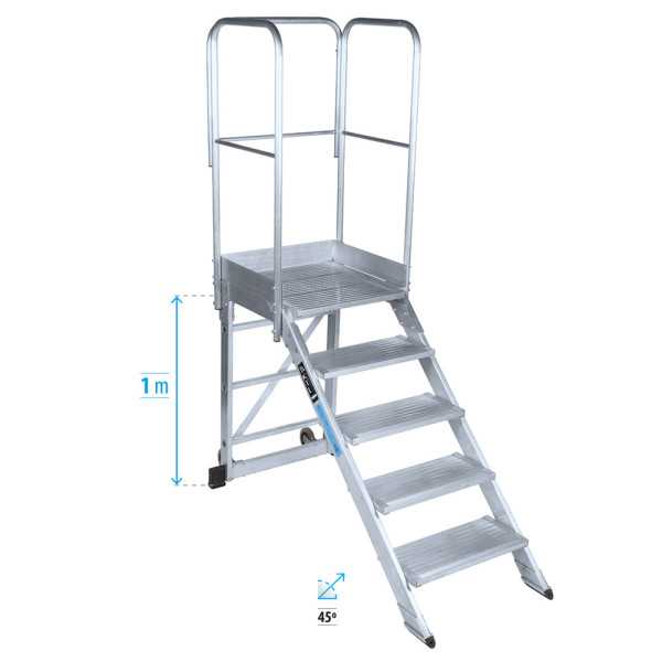 Escalera de plataforma móvil 45 Grados MAX de 3 peldaños con plataforma de 60x60 cm marca KTL