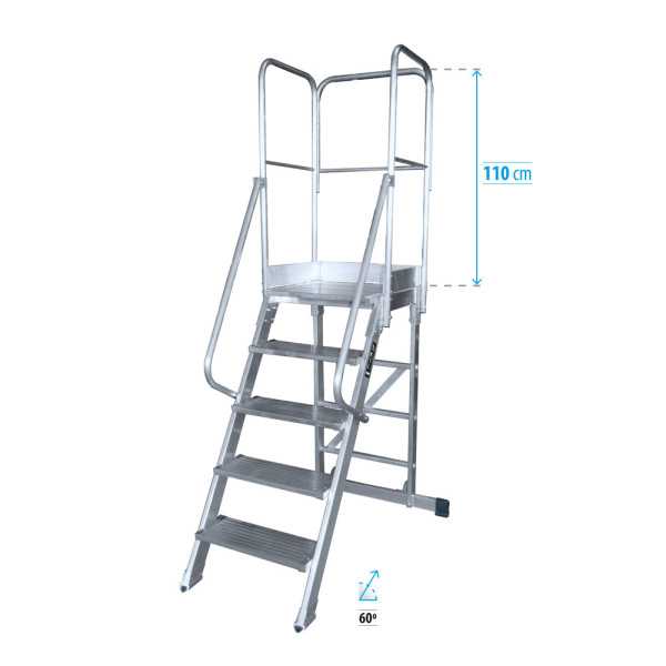 Escalera de plataforma móvil 60 Grados MAX de 2 peldaños con plataforma de 60x60 cm marca KTL
