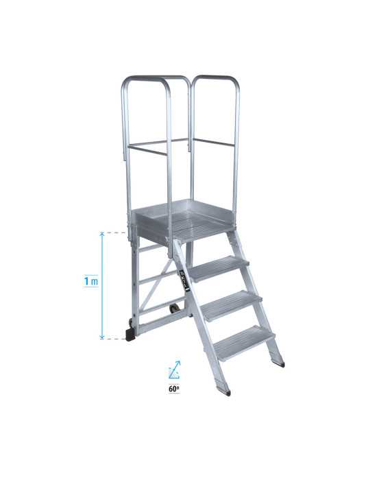 Escalera de plataforma móvil 60 Grados MAX de 3 peldaños con plataforma de 60x60 cm marca KTL