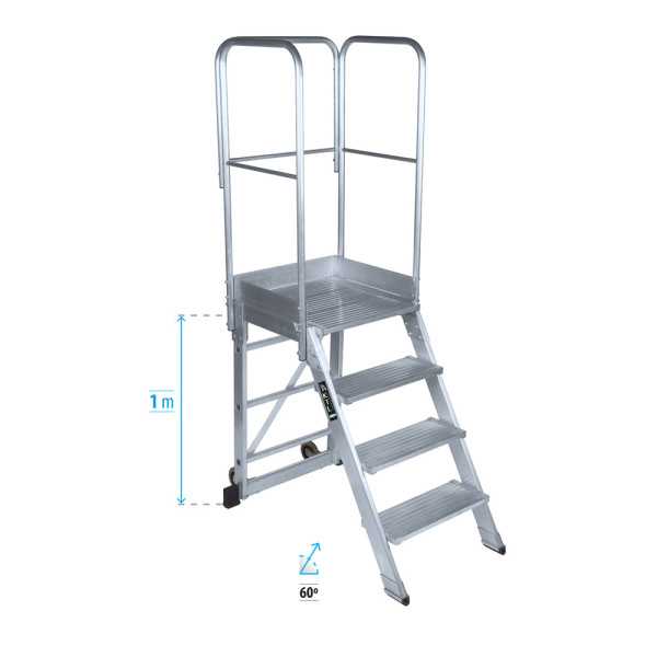 Escalera de plataforma móvil 60 Grados MAX de 4 peldaños con plataforma de 60x60 cm marca KTL