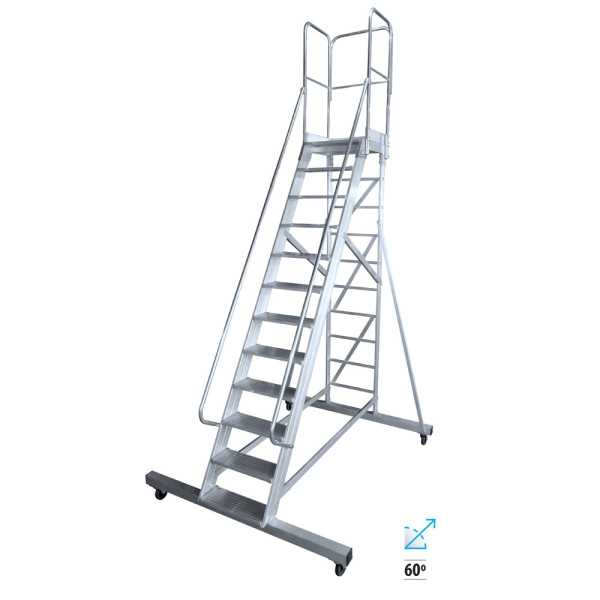 Escalera de plataforma móvil de 60 Grados BIG MAX de 11 peldaños con plataforma de 60x60 cm marca KTL