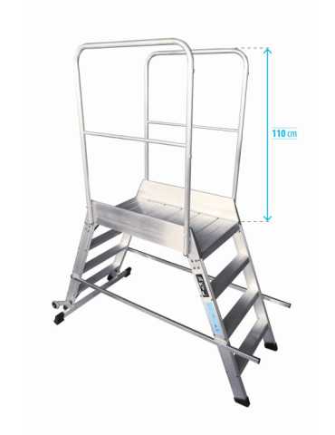 Escalera de plataforma móvil, 2 accesos EP-2 de 3 peldaños con plataforma de 60x120 cm marca KTL