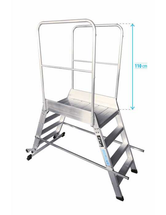 Escalera de plataforma móvil, 2 accesos EP-2 de 3 peldaños con plataforma de 60x120 cm marca KTL