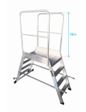 Escalera de plataforma móvil, 2 accesos EP-2 de 3 peldaños con plataforma de 60x120 cm marca KTL