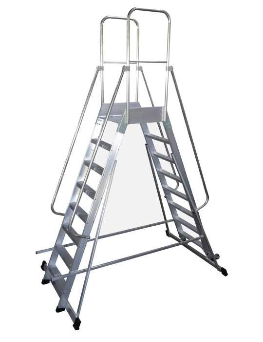 Escalera de plataforma móvil, 2 accesos EP-2 de 3 peldaños con plataforma de 60x120 cm marca KTL