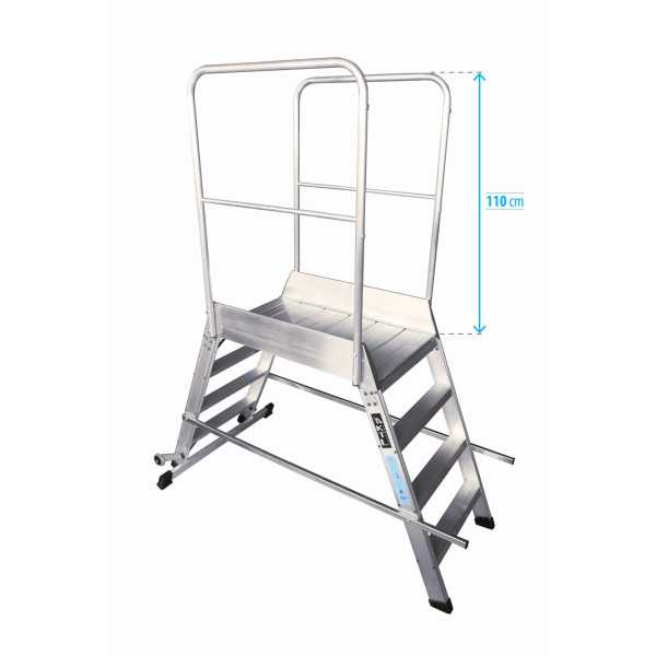 Escalera de plataforma móvil, 2 accesos EP-2 de 4 peldaños con plataforma de 60x120 cm marca KTL
