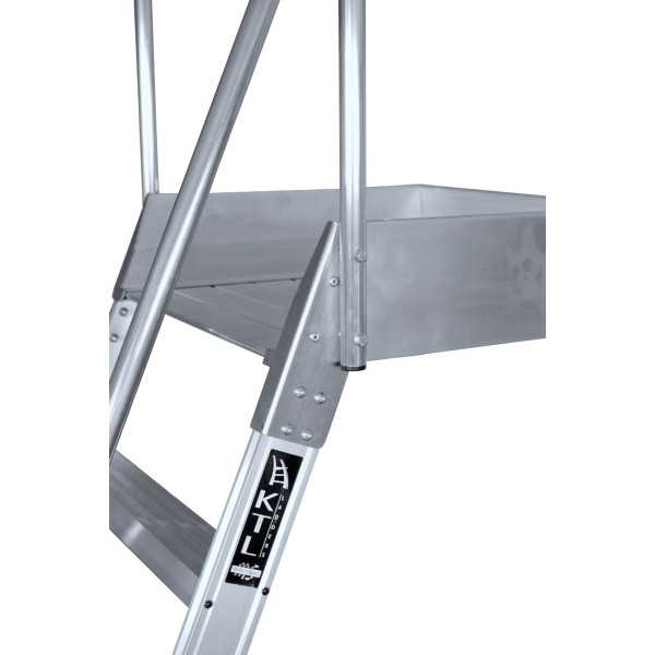 Escalera de plataforma móvil, 2 accesos EP-2 de 4 peldaños con plataforma de 60x60 cm marca KTL