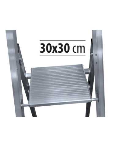 Escalera de tijera XL de 8 peldaños con plataforma de 30x30 cm marca KTL 2