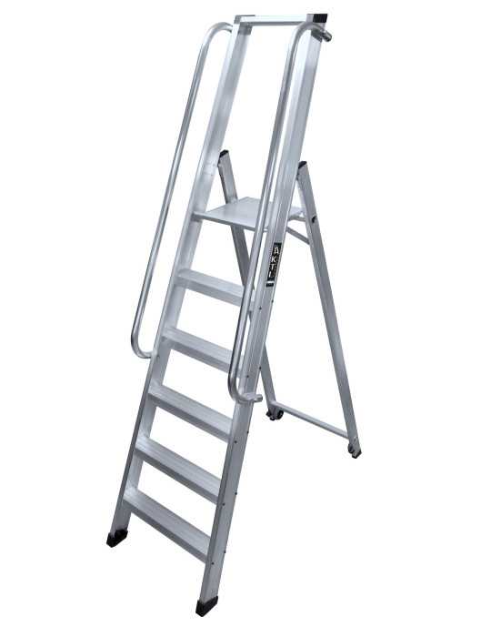 Escalera de tijera XL-S de 9 peldaños con plataforma de 30x30 cm marca KTL