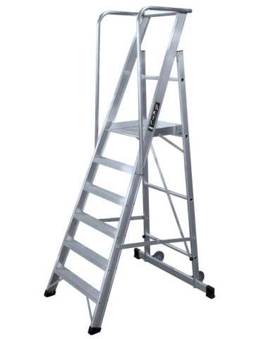 Escalera móvil con plataforma, plegable 2XL de 4 peldaños con plataforma de 45x45 cm marca KTL