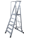 Escalera móvil con plataforma, plegable 2XL de 6 peldaños con plataforma de 45x45 cm marca KTL