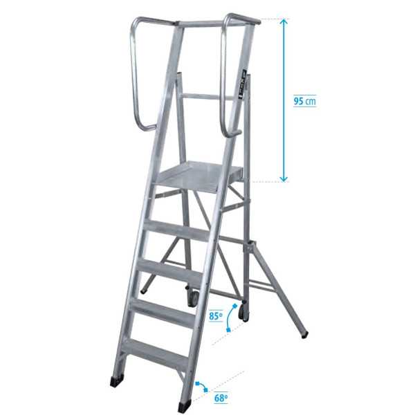Escalera móvil con plataforma, plegable K-WORK de 3 peldaños con plataforma de 40x45 cm marca KTL