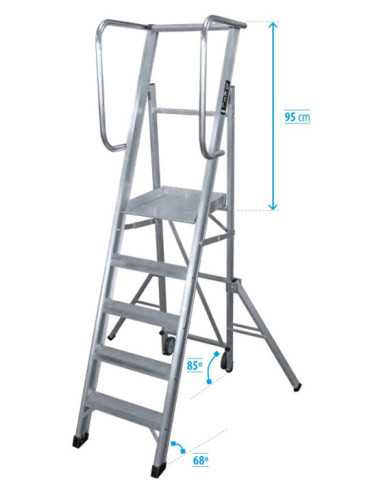 Escalera móvil con plataforma, plegable K-WORK de 4 peldaños con plataforma de 40x45 cm marca KTL