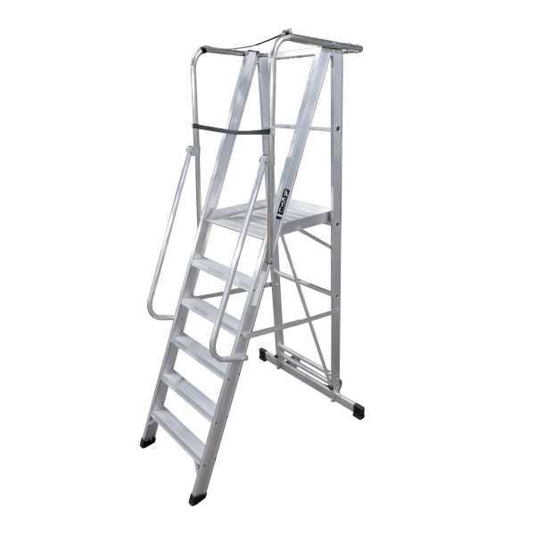 Escalera móvil con plataforma, plegable KASTLE de 2 peldaños con plataforma de 51x60 cm marca KTL